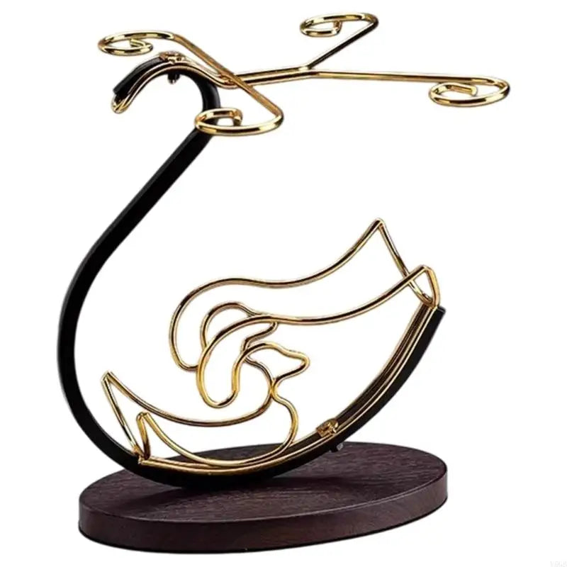 Luxury Wrought Iron Wine Bottle & Glass Holder with Marble Base