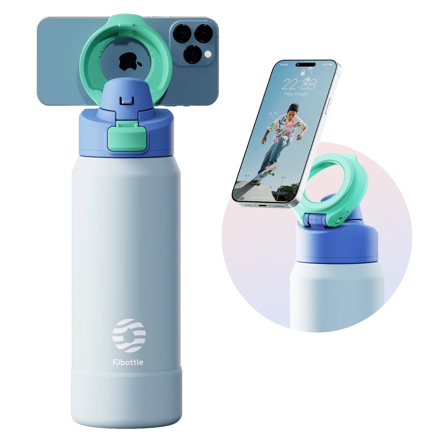 Fjbottle Smart Magnetic Phone Holder Insulated Water Bottle