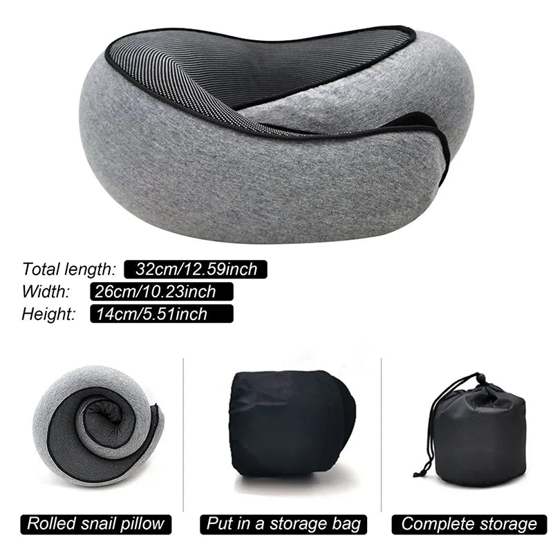 Adjustable Snail-Style Travel Neck Pillow – Ergonomic Support
