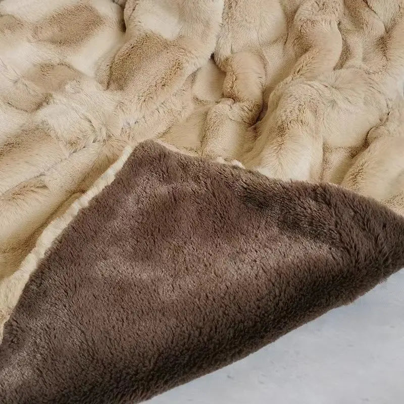 Luxury Faux Fur Mink Throw Blanket – Double Layer Soft & Warm