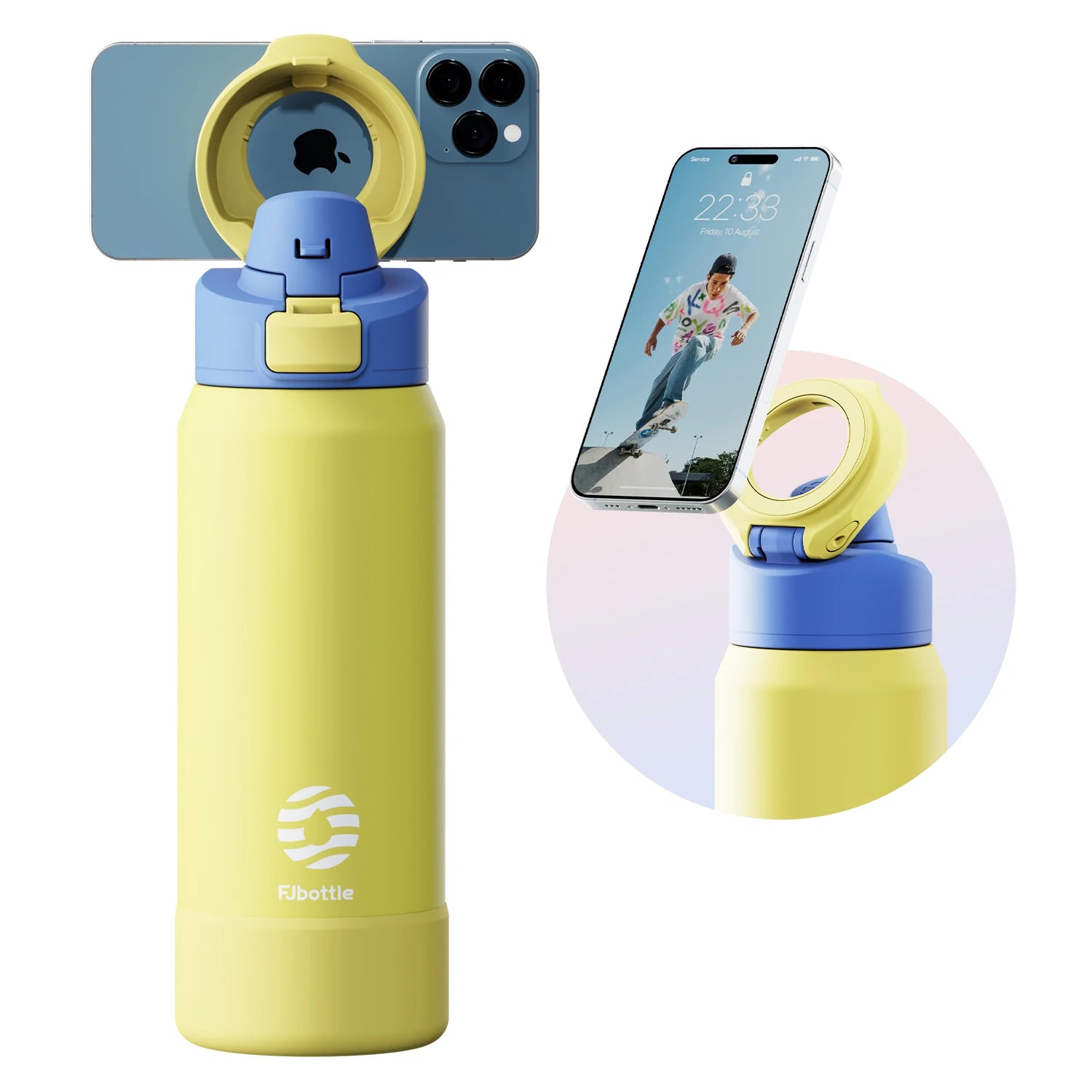 Fjbottle Smart Magnetic Phone Holder Insulated Water Bottle