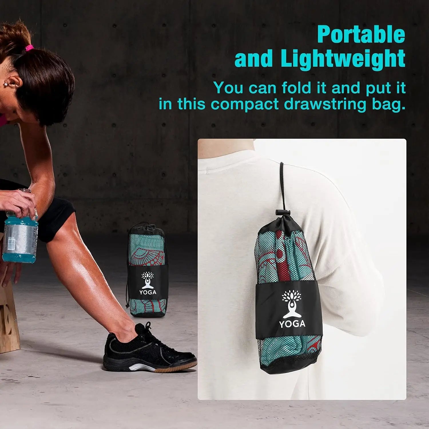 Non-Slip Hot Yoga Mat Towel – Quick-Dry with Corner Pockets