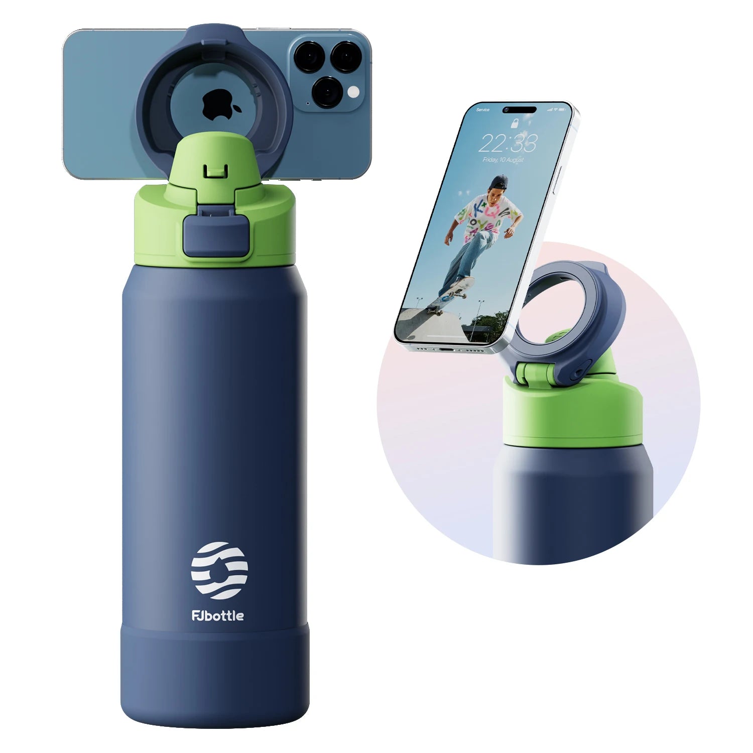 Fjbottle Smart Magnetic Phone Holder Insulated Water Bottle