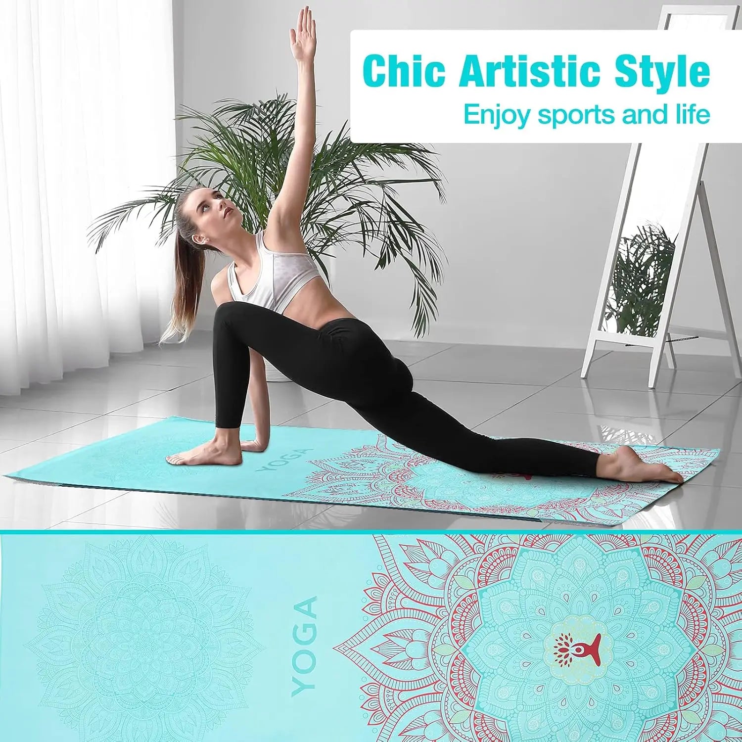 Non-Slip Hot Yoga Mat Towel – Quick-Dry with Corner Pockets