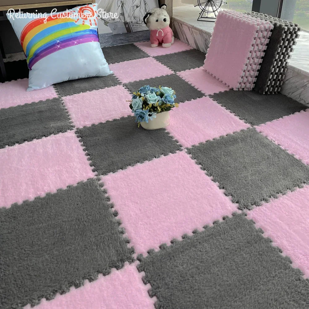 Premium Soft Plush Interlocking Play Mat Tiles – Kids & Home Comfort