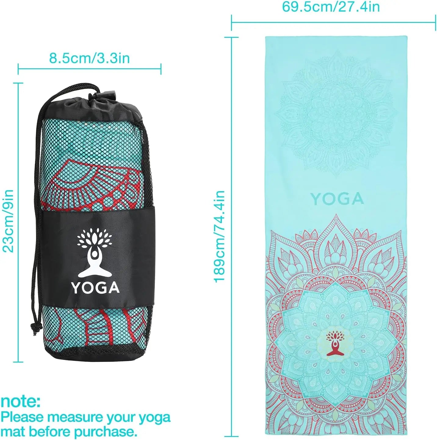 Non-Slip Hot Yoga Mat Towel – Quick-Dry with Corner Pockets