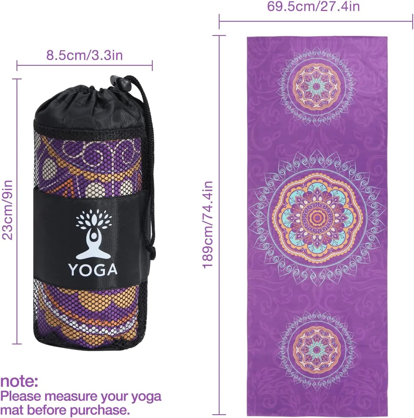 Non-Slip Hot Yoga Mat Towel – Quick-Dry with Corner Pockets