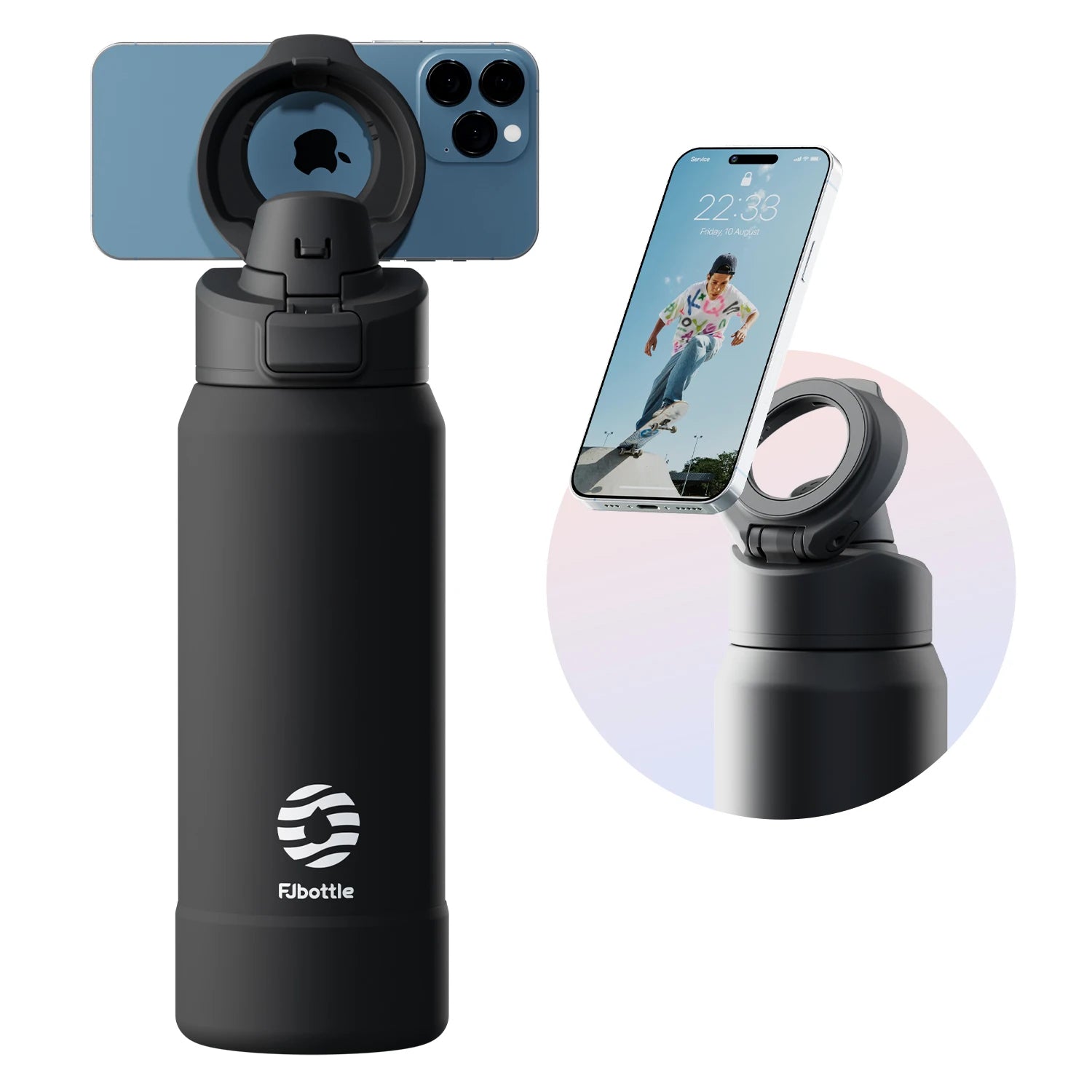 Fjbottle Smart Magnetic Phone Holder Insulated Water Bottle