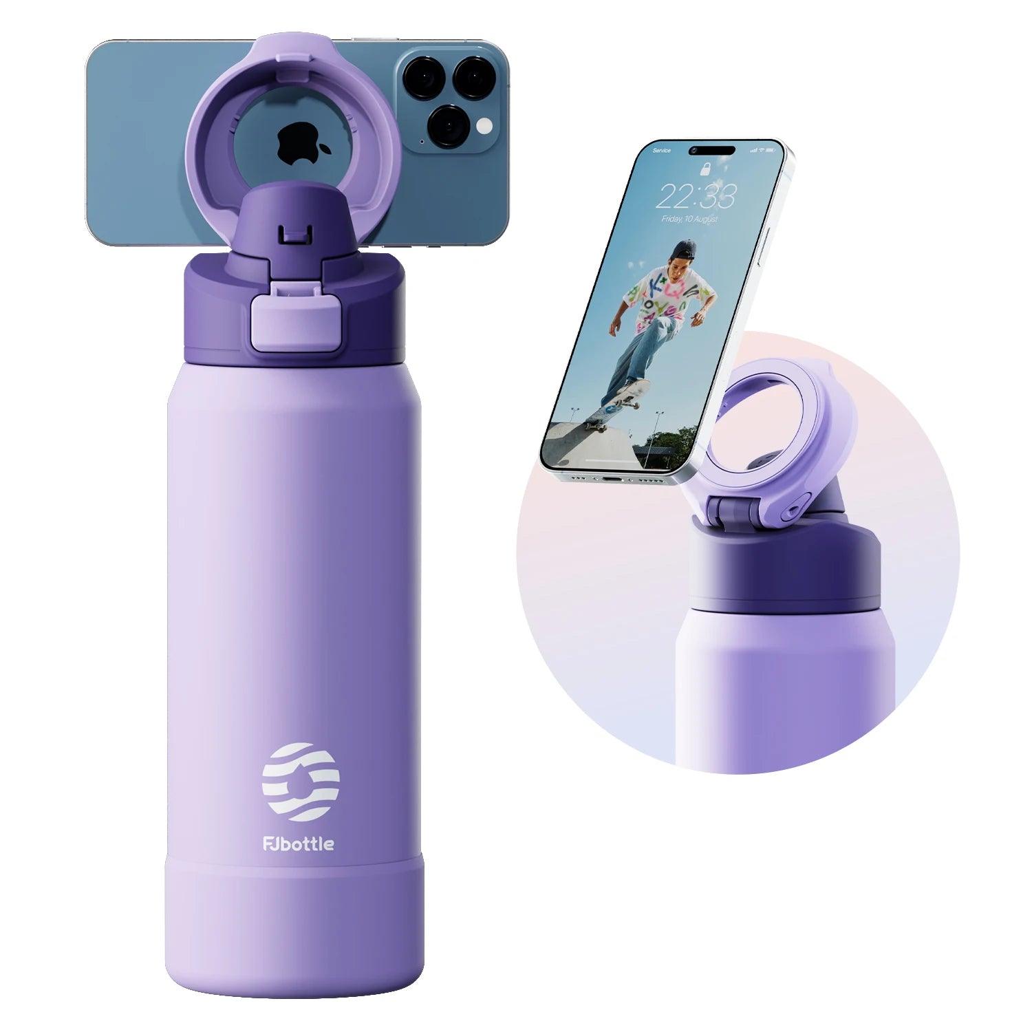 Fjbottle Smart Magnetic Phone Holder Insulated Water Bottle