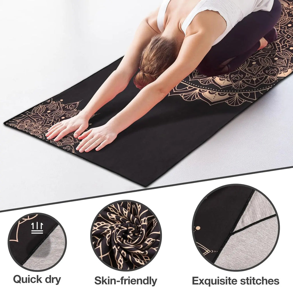 Non-Slip Hot Yoga Mat Towel – Quick-Dry with Corner Pockets